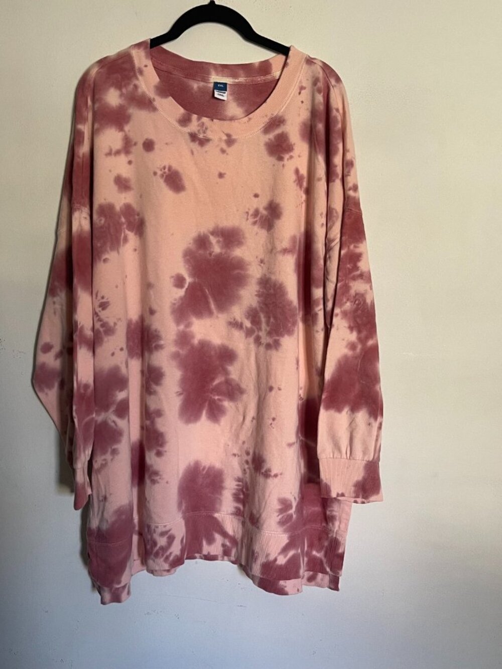 Old Navy XXL Oversized Tie-Dye Sweatshirt Tunic Pink Mauve Loungewear T2